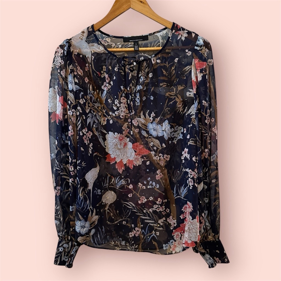 White House Black Market Tops - Women's White House Black Shear Sparkly‎ Market Blouse, S, Navy Multi